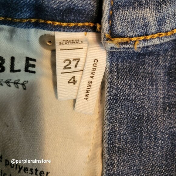 Loft Jeans Sz 4 Curvy Skinny Mid Rise Fringe Tier Hem Tummy Control - Picture 4 of 13